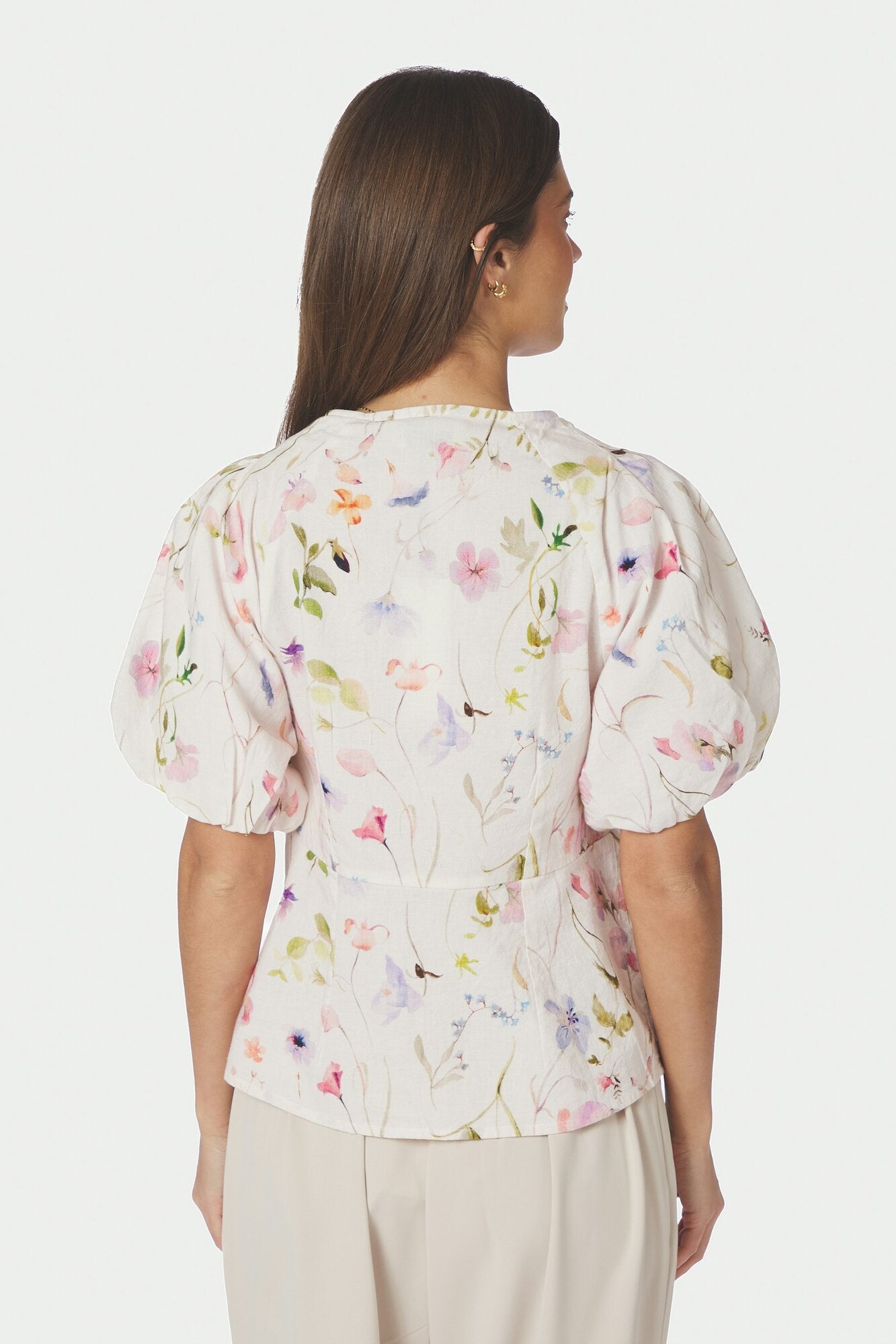 Irina Flower bluse - råhvid
